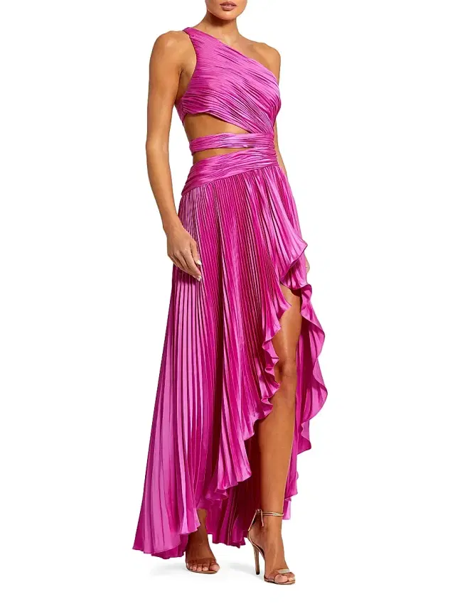 Mac Duggal Women's One-Shoulder Pleated Asymmetrical Gown - Fuchsia