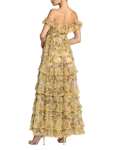Mac Duggal Women's Floral Tiered Off-The-Shoulder Gown | Thumbnail 2 Mac Duggal Women's Floral Tiered Off-The-Shoulder Gown | Thumbnail 2