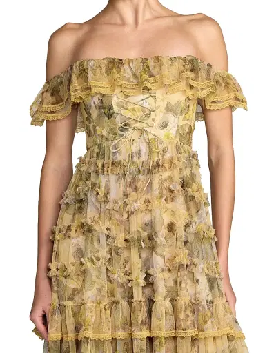 Mac Duggal Women's Floral Tiered Off-The-Shoulder Gown | Thumbnail 3 Mac Duggal Women's Floral Tiered Off-The-Shoulder Gown | Thumbnail 3