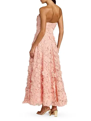 Mac Duggal Women's Floral Lace Strapless A-Line Midi-Dress - Blush - Size 14 | Thumbnail 2 Mac Duggal Women's Floral Lace Strapless A-Line Midi-Dress - Blush - Size 14 | Thumbnail 2