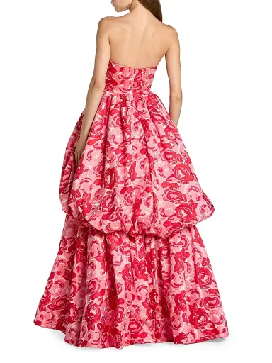 Mac Duggal Women's Floral Brocade Bubble Hem Strapless Gown - Pink Multi - Size 14 | Thumbnail 2 Mac Duggal Women's Floral Brocade Bubble Hem Strapless Gown - Pink Multi - Size 14 | Thumbnail 2
