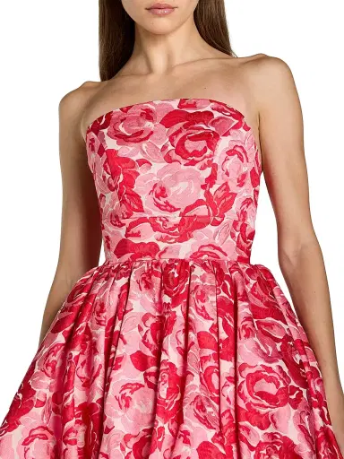 Mac Duggal Women's Floral Brocade Bubble Hem Strapless Gown - Pink Multi - Size 14 | Thumbnail 3 Mac Duggal Women's Floral Brocade Bubble Hem Strapless Gown - Pink Multi - Size 14 | Thumbnail 3