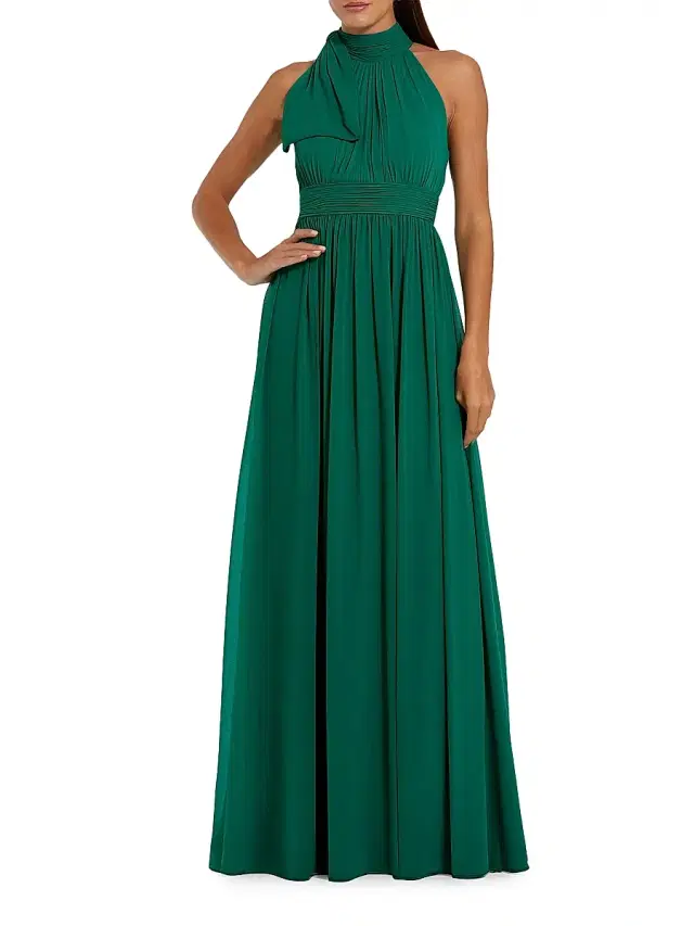 Mac Duggal Women's Sleeveless Chiffon Gown - Deep Emerald