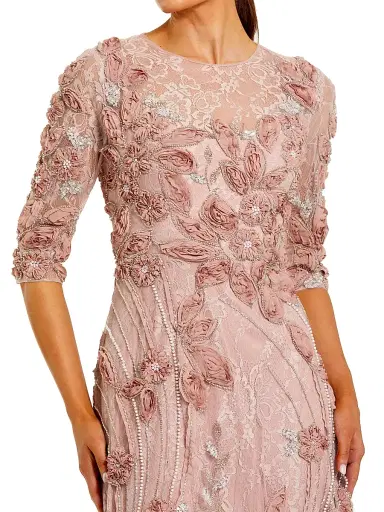 Mac Duggal Women's Embellished Appliquéd Lace Gown - Mocha | Thumbnail 3 Mac Duggal Women's Embellished Appliquéd Lace Gown - Mocha | Thumbnail 3