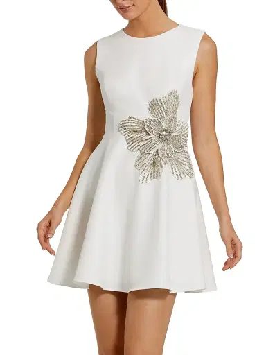 Mac Duggal Women's Embellished Crepe Minidress - Ivory - Size 14 | Thumbnail 1