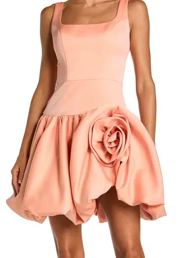 Mac Duggal Women's Satin Rosette-Detail Bubble-Hem Cocktail Dress - Peach - Size 12 | Thumbnail 3