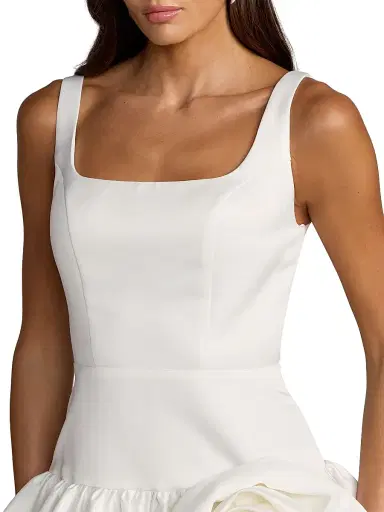 Mac Duggal Women's Satin Rosette-Detail Bubble-Hem Cocktail Dress - Ivory - Size 10 | Thumbnail 2 Mac Duggal Women's Satin Rosette-Detail Bubble-Hem Cocktail Dress - Ivory - Size 10 | Thumbnail 2