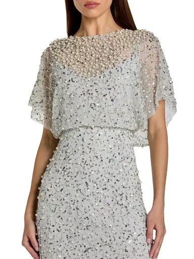 Mac Duggal Women's Beaded Sequin Shawl Gown - Powder Blue - Size 20 | Thumbnail 3 Mac Duggal Women's Beaded Sequin Shawl Gown - Powder Blue - Size 20 | Thumbnail 3