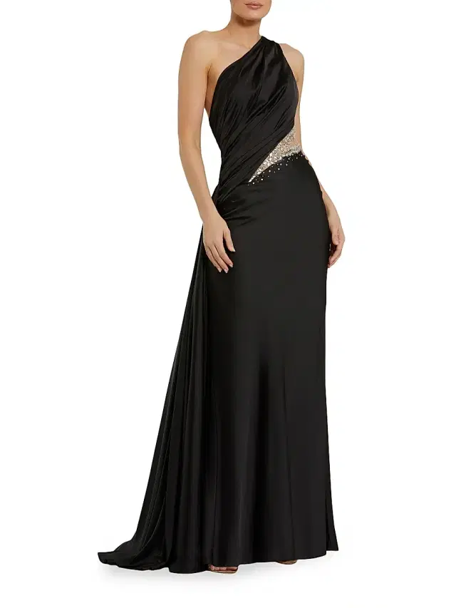 Mac Duggal Women's Satin One-Shoulder Gown - Black