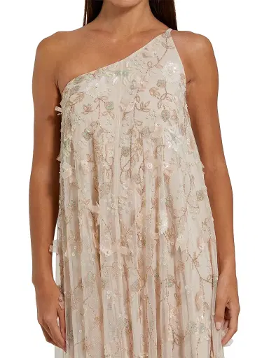 Mac Duggal Women's Floral-Embellished Mesh One-Shoulder Gown - Vanilla - Size 16 | Thumbnail 3