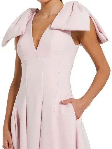Mac Duggal Women's Ieena Crêpe Bow-Strap A-Line Cocktail Dress - Blush - Size 14 | Thumbnail 3 Mac Duggal Women's Ieena Crêpe Bow-Strap A-Line Cocktail Dress - Blush - Size 14 | Thumbnail 3