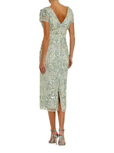 Mac Duggal Women's Cocktail Embellished Mesh Cap-Sleeve Midi-Dress - Sage - Size 18 | Thumbnail 2