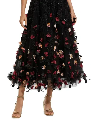 Mac Duggal Women's Sequined Floral Appliqué Cocktail Dress - Black Multi - Size 14 | Thumbnail 3 Mac Duggal Women's Sequined Floral Appliqué Cocktail Dress - Black Multi - Size 14 | Thumbnail 3