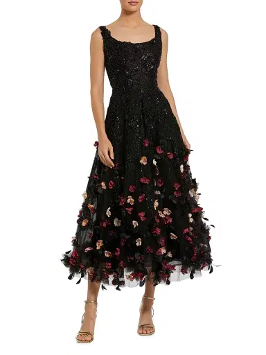 Mac Duggal Women's Sequined Floral Appliqué Cocktail Dress - Black Multi - Size 14 | Thumbnail 1 Mac Duggal Women's Sequined Floral Appliqué Cocktail Dress - Black Multi - Size 14 | Thumbnail 1