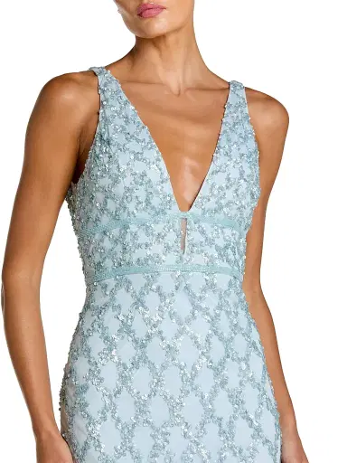Mac Duggal Women's Embellished V-Neck Column Gown - Ice Blue | Thumbnail 3 Mac Duggal Women's Embellished V-Neck Column Gown - Ice Blue | Thumbnail 3