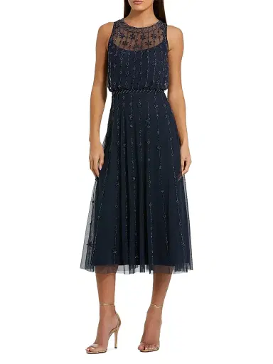 Mac Duggal Women's Crystal-Embellished Tulle Midi-Dress - Midnight - Size 16 | Thumbnail 1