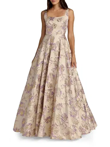 Mac Duggal Women's Floral Brocade Sleeveless Gown - Champagne Multi - Size 16 | Thumbnail 1