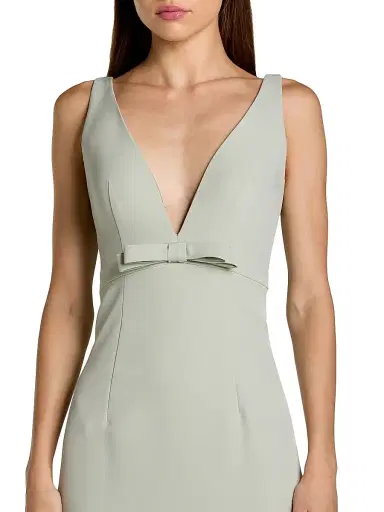 Mac Duggal Women's Bow Crepe Sleeveless Mermaid Gown - Sage - Size 16 | Thumbnail 3 Mac Duggal Women's Bow Crepe Sleeveless Mermaid Gown - Sage - Size 16 | Thumbnail 3