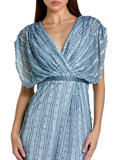 Mac Duggal Women's Beaded Mesh Column Gown - Periwinkle - Size 20 | Thumbnail 3