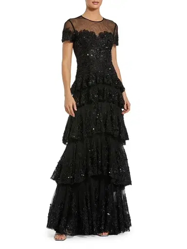 Mac Duggal Women's Embellished Tiered Gown - Black - Size 16 | Thumbnail 1 Mac Duggal Women's Embellished Tiered Gown - Black - Size 16 | Thumbnail 1