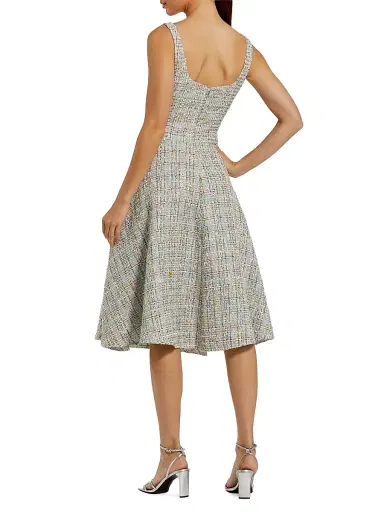 Mac Duggal Women's Checked Tweed Midi-Dress | Thumbnail 2 Mac Duggal Women's Checked Tweed Midi-Dress | Thumbnail 2