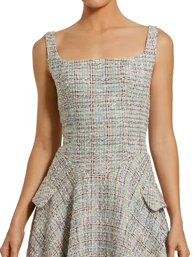 Mac Duggal Women's Checked Tweed Midi-Dress | Thumbnail 3 Mac Duggal Women's Checked Tweed Midi-Dress | Thumbnail 3