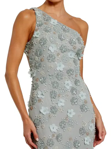 Mac Duggal Women's Floral Appliqué One-Shoulder Gown - Sage - Size 12 | Thumbnail 3 Mac Duggal Women's Floral Appliqué One-Shoulder Gown - Sage - Size 12 | Thumbnail 3