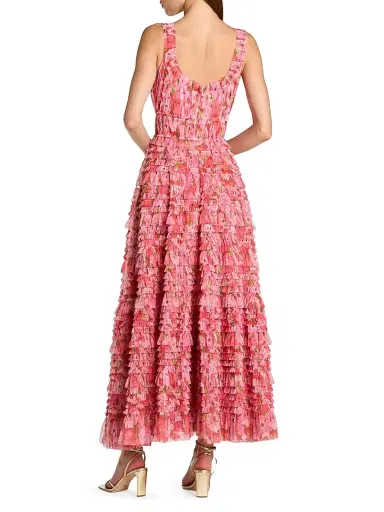 Mac Duggal Women's Floral Mesh Ruffled Maxi Dress | Thumbnail 2 Mac Duggal Women's Floral Mesh Ruffled Maxi Dress | Thumbnail 2