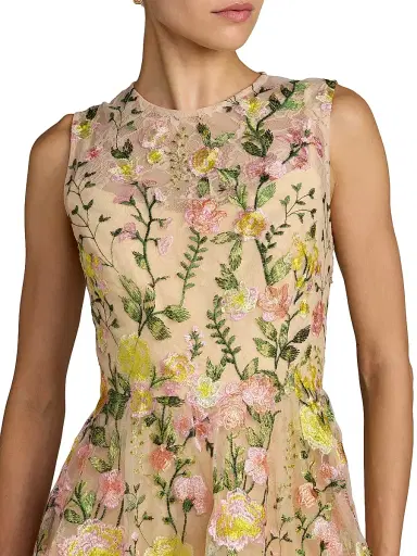 Mac Duggal Women's Embroidered Floral Lace Minidress - Yellow Multi - Size 14 | Thumbnail 3 Mac Duggal Women's Embroidered Floral Lace Minidress - Yellow Multi - Size 14 | Thumbnail 3