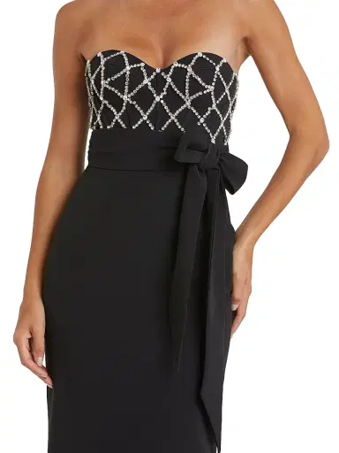 Mac Duggal Women's Crystal-Embellished Crêpe Strapless Bustier Gown | Thumbnail 3 Mac Duggal Women's Crystal-Embellished Crêpe Strapless Bustier Gown | Thumbnail 3