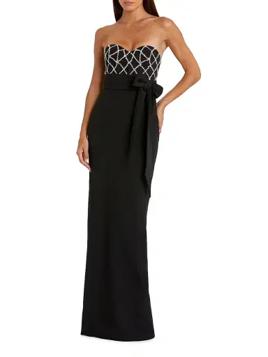 Mac Duggal Women's Crystal-Embellished Crêpe Strapless Bustier Gown - Black - Size 14 | Thumbnail 1 Mac Duggal Women's Crystal-Embellished Crêpe Strapless Bustier Gown - Black - Size 14 | Thumbnail 1