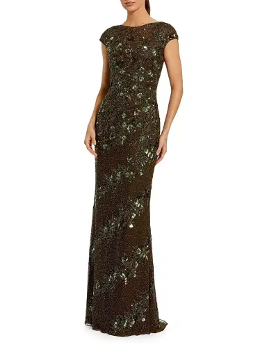 Mac Duggal Women's Beaded Trumpet Gown - Olive - Size 16 | Thumbnail 1 Mac Duggal Women's Beaded Trumpet Gown - Olive - Size 16 | Thumbnail 1