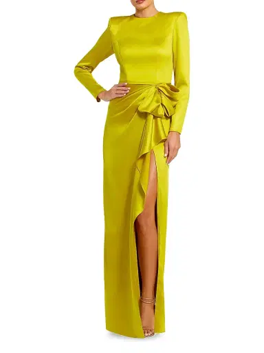 Mac Duggal Women's Satin Power Shoulder Gown | Thumbnail 1