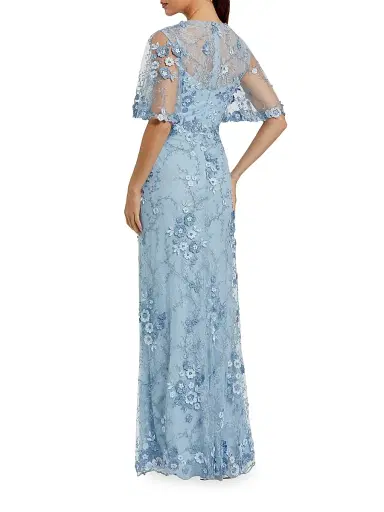 Mac Duggal Women's Embellished Lace Flutter-Sleeve Gown | Thumbnail 2 Mac Duggal Women's Embellished Lace Flutter-Sleeve Gown | Thumbnail 2