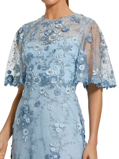 Mac Duggal Women's Embellished Lace Flutter-Sleeve Gown | Thumbnail 3 Mac Duggal Women's Embellished Lace Flutter-Sleeve Gown | Thumbnail 3