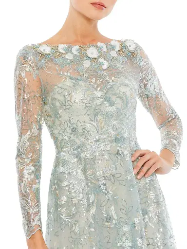 Mac Duggal Women's Floral Embroidered Illusion Gown | Thumbnail 3
