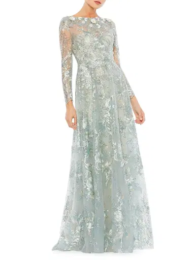 Mac Duggal Women's Floral Embroidered Illusion Gown | Thumbnail 1
