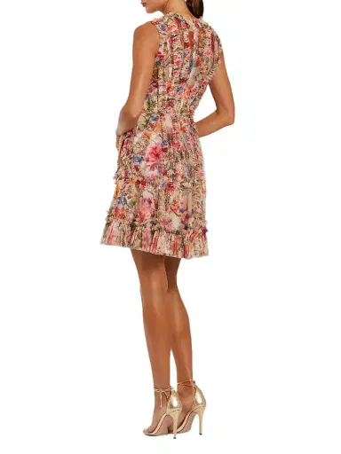 Mac Duggal Women's Floral Micro Ruffle Minidress - Cream Multi - Size 12 | Thumbnail 2