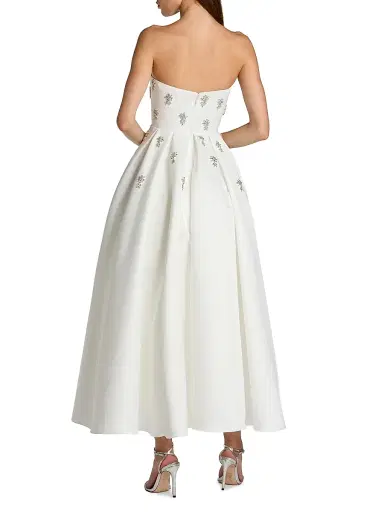 Mac Duggal Women's Embellished Satin Strapless Tea-Length Dress - Ivory - Size 8 | Thumbnail 2