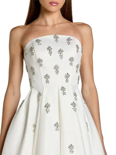 Mac Duggal Women's Embellished Satin Strapless Tea-Length Dress - Ivory - Size 8 | Thumbnail 3