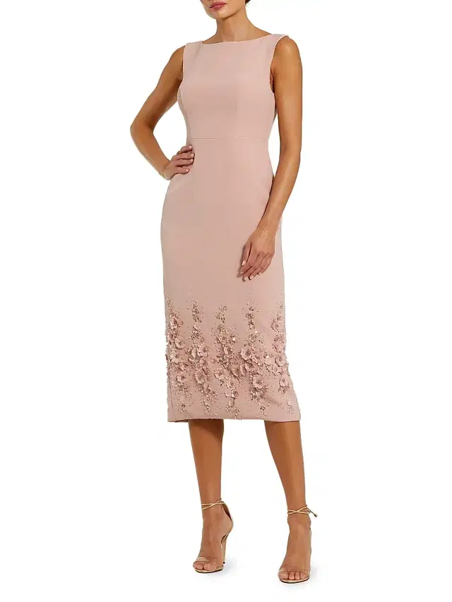 Mac Duggal Women's Floral Beaded Crêpe Sleeveless Midi-Dress - Vintage Lilac
