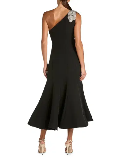 Mac Duggal Women's Embellished Crepe One-Shoulder Mermaid Midi-Dress | Thumbnail 2 Mac Duggal Women's Embellished Crepe One-Shoulder Mermaid Midi-Dress | Thumbnail 2