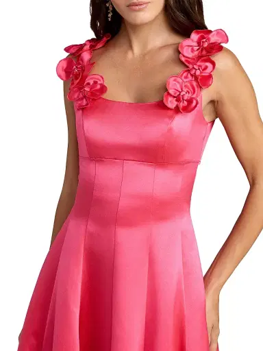Mac Duggal Women's Embellished Satin Square-Neck Gown - Hot Pink - Size 16 | Thumbnail 3