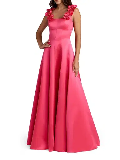 Mac Duggal Women's Embellished Satin Square-Neck Gown - Hot Pink - Size 16 | Thumbnail 1