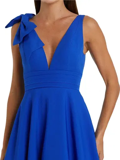 Mac Duggal Women's Crepe Sleeveless V-Neck Gown - Cobalt - Size 16 | Thumbnail 3