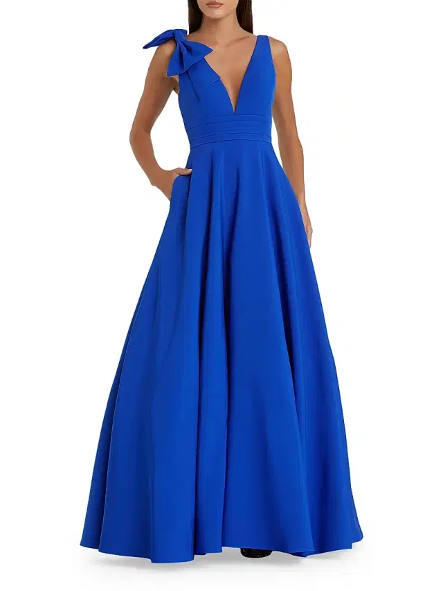 Mac Duggal Women's Crepe Sleeveless V-Neck Gown - Cobalt