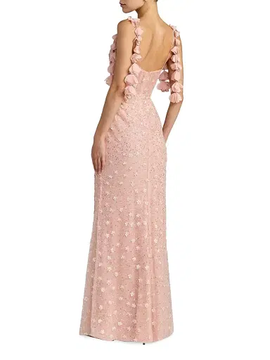 Mac Duggal Women's Sequined Floral Column Gown - Rose Gold - Size 10 | Thumbnail 2