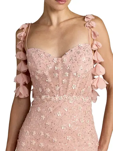 Mac Duggal Women's Sequined Floral Column Gown - Rose Gold - Size 10 | Thumbnail 3