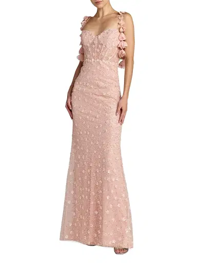 Mac Duggal Women's Sequined Floral Column Gown - Rose Gold - Size 10 | Thumbnail 1