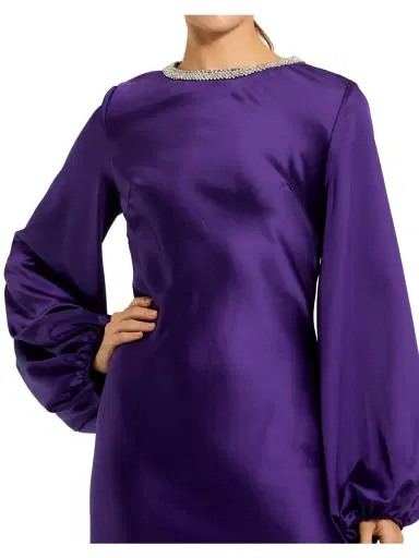 Mac Duggal Women's Ieena Bias-Cut Satin Midi-Dress - Royal Purple - Size 10 | Thumbnail 3